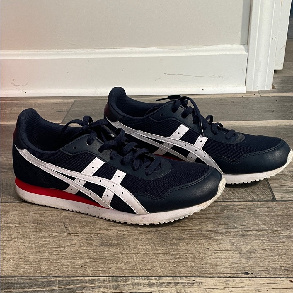 Asics Men's Navy, White, and Red Sneakers